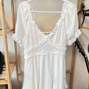 White Ruffled Mini Dress